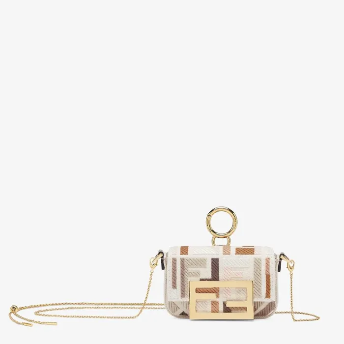 Woman Beige Canvas Charm Beige Fendi Miniature Bags
