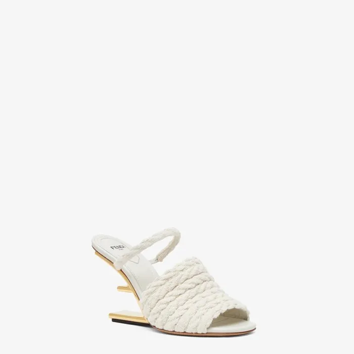 Woman Beige Fabric HighHeeled Sandals Beige Fendi Fendi First