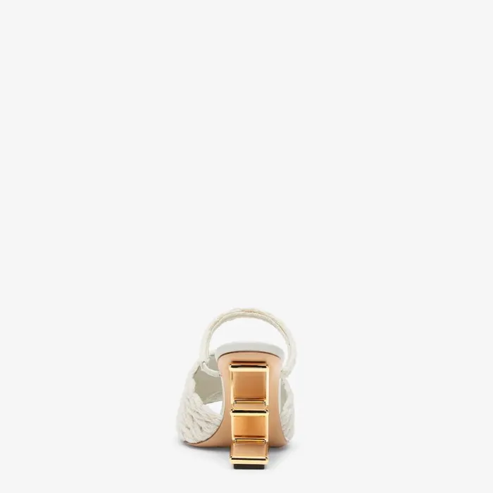 Woman Beige Fabric HighHeeled Sandals Beige Fendi Fendi First