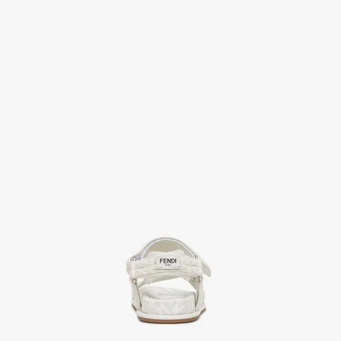 Woman Beige Fabric Slides Beige Fendi Slides and Mules