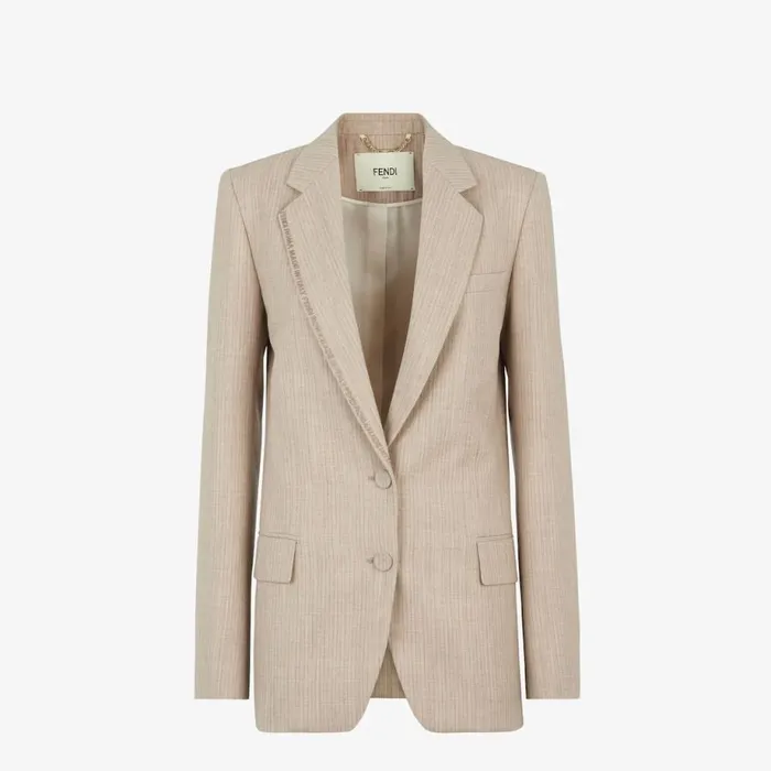 Woman Beige Flannel Blazer Beige Fendi Jackets