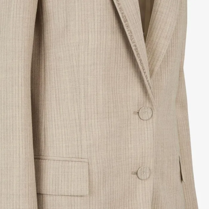 Woman Beige Flannel Blazer Beige Fendi Jackets