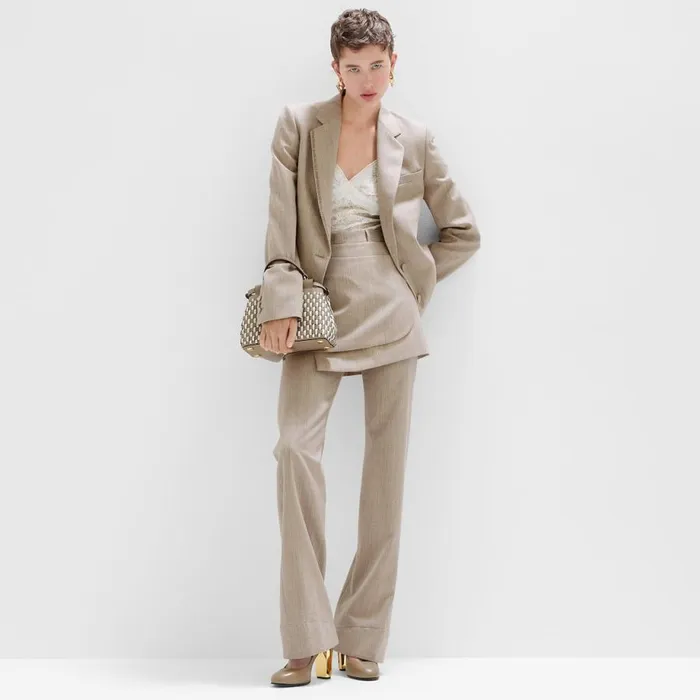Woman Beige Flannel Blazer Beige Fendi Jackets