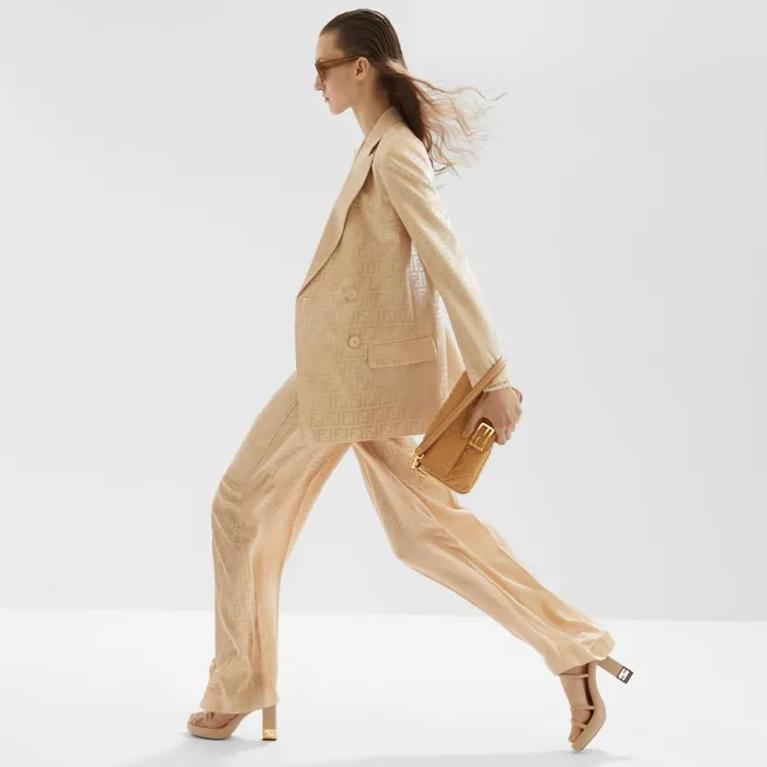 Woman Beige Silk Blazer Beige Fendi Jackets