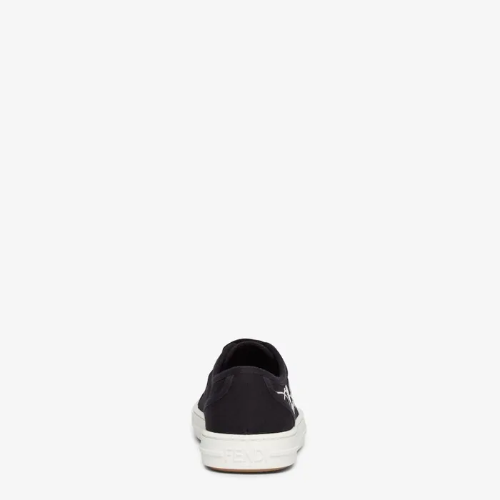 Woman Black Canvas Low Tops Black Fendi Sneakers
