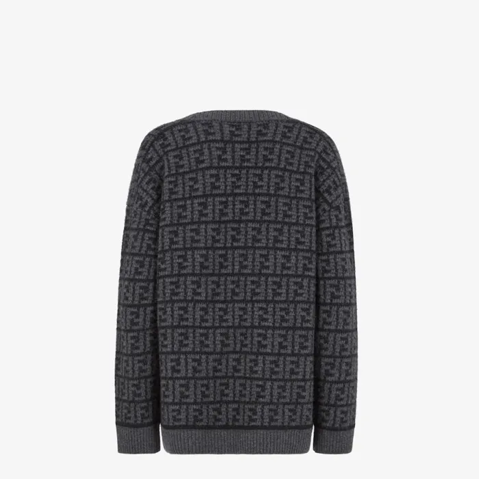 Woman Black Ff Crocheted Cashmere Cardigan Black Fendi Knitwear