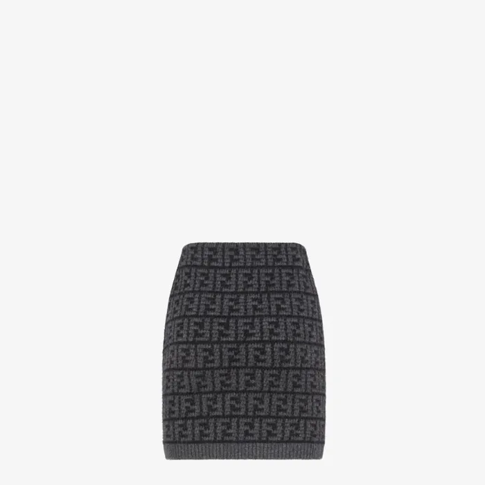 Woman Black Ff Crocheted Cashmere Skirt Black Fendi Knitwear