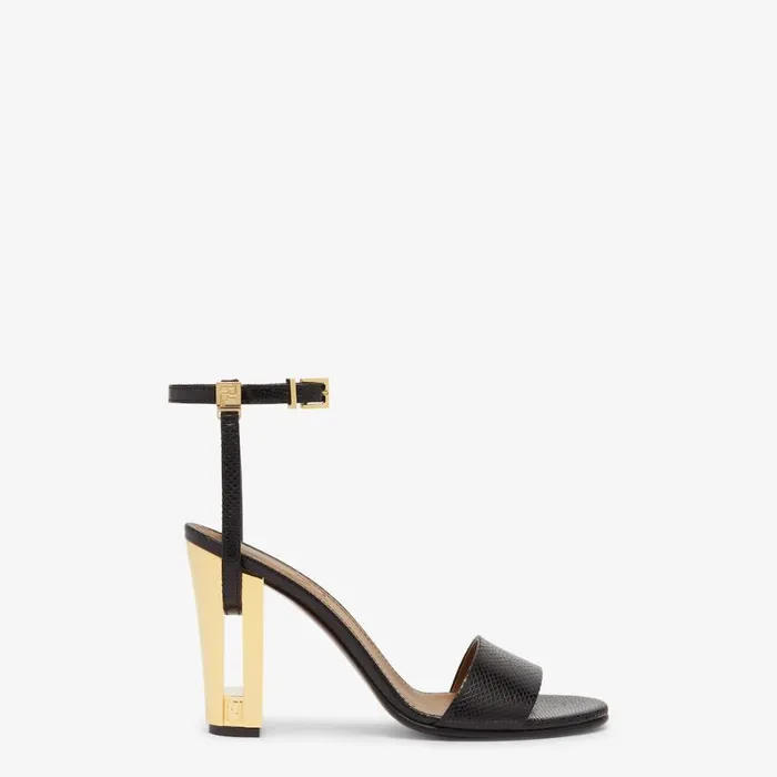 Woman Black Karung HighHeeled Sandals Black Fendi Sandals