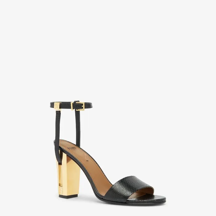 Woman Black Karung HighHeeled Sandals Black Fendi Sandals