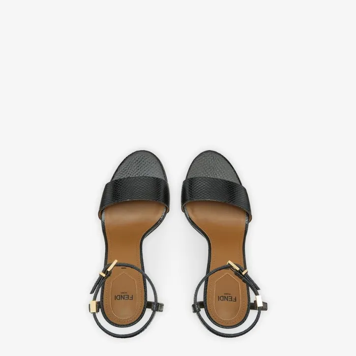 Woman Black Karung HighHeeled Sandals Black Fendi Sandals