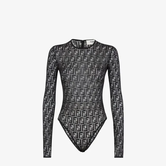 Woman Black Lace Body Black Fendi Tops and Shirts