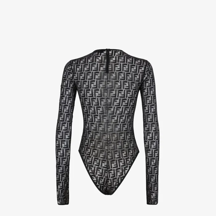Woman Black Lace Body Black Fendi Tops and Shirts
