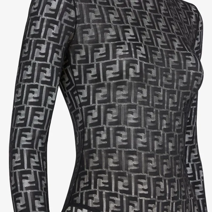 Woman Black Lace Body Black Fendi Tops and Shirts