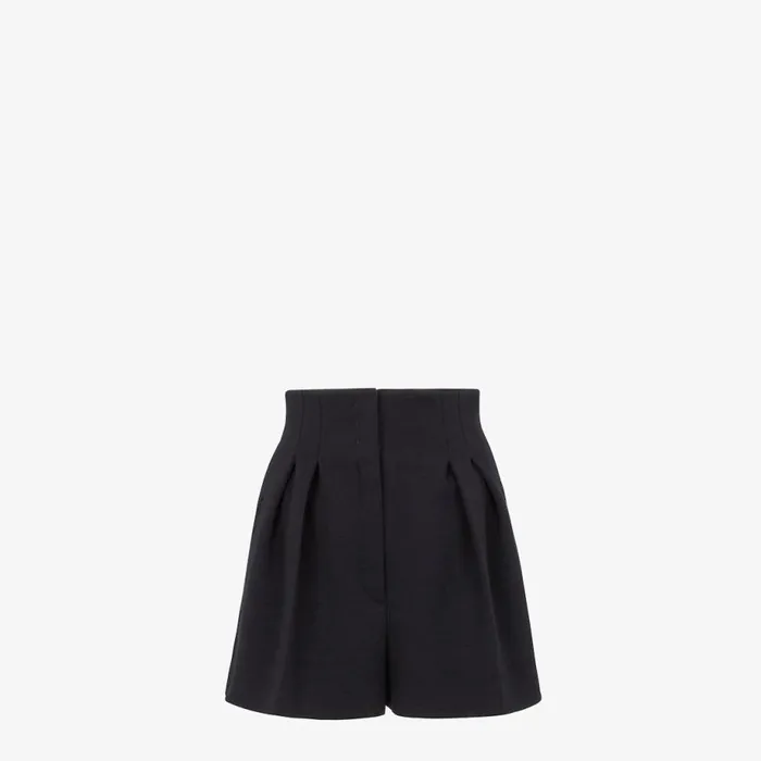 Woman Black Piqu Shorts Black Fendi Pants and Shorts