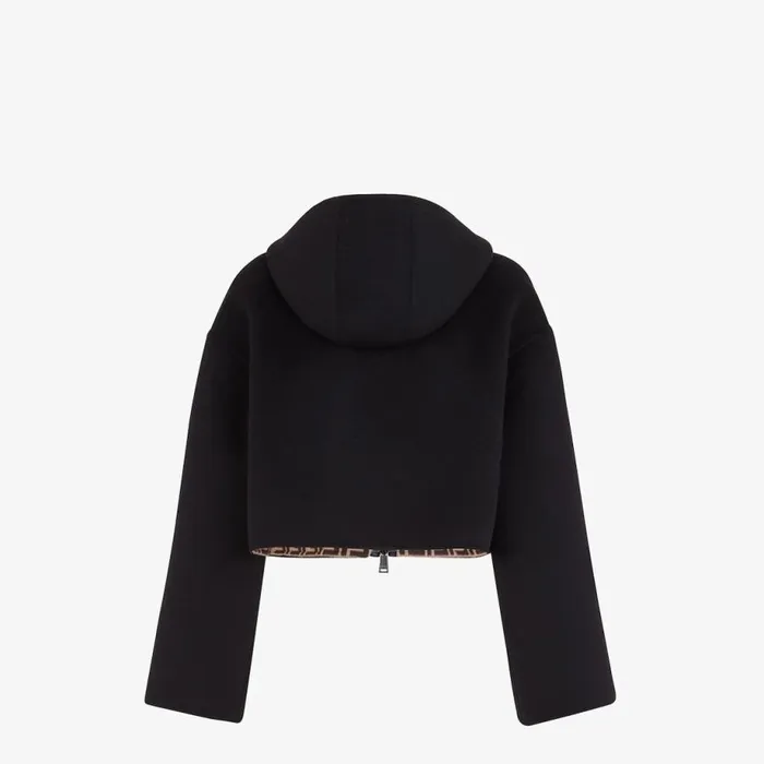 Woman Black Wool Jacket Black Fendi Coats and Outerwear