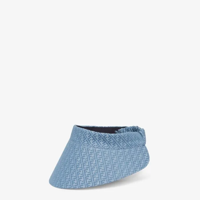 Woman Blue DenimEffect Visor Blue Fendi Hats and Gloves