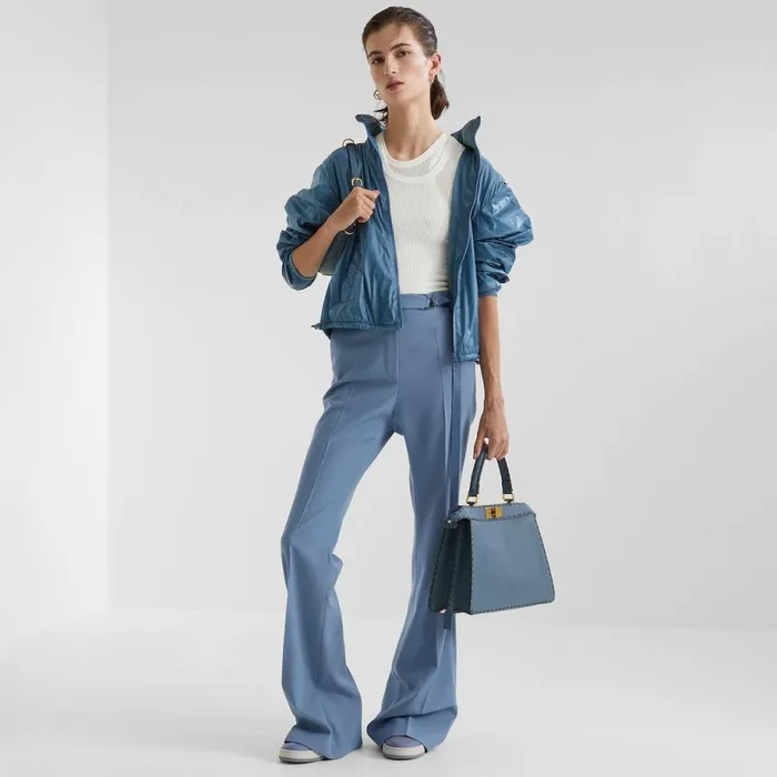 Woman Blue Mesh Low Tops Blue Fendi Sneakers