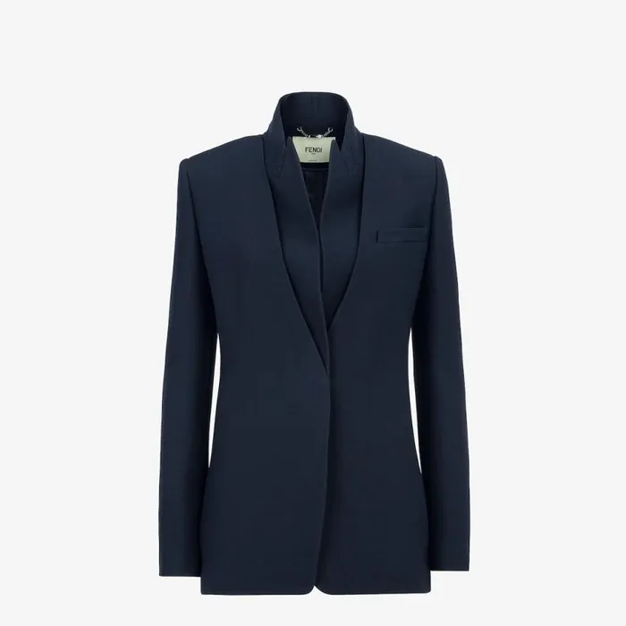 Woman Blue Silk And Wool Jacket Blue Fendi Jackets