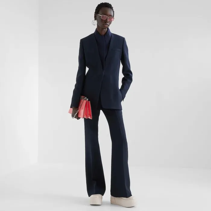 Woman Blue Silk And Wool Jacket Blue Fendi Jackets