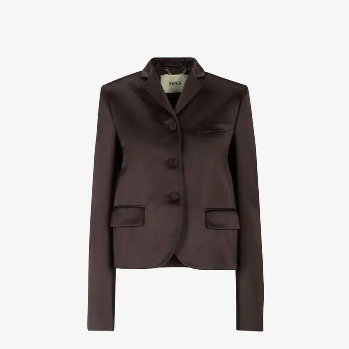 Woman Brown Duchess Satin Jacket Brown Fendi Jackets