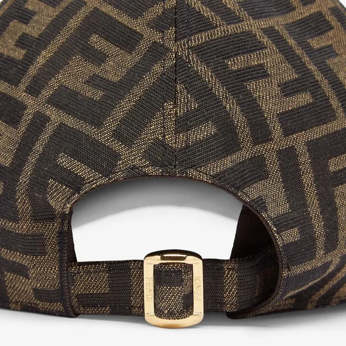 Woman Brown Ff Jacquard Fabric Baseball Cap Brown Fendi Hats and Gloves
