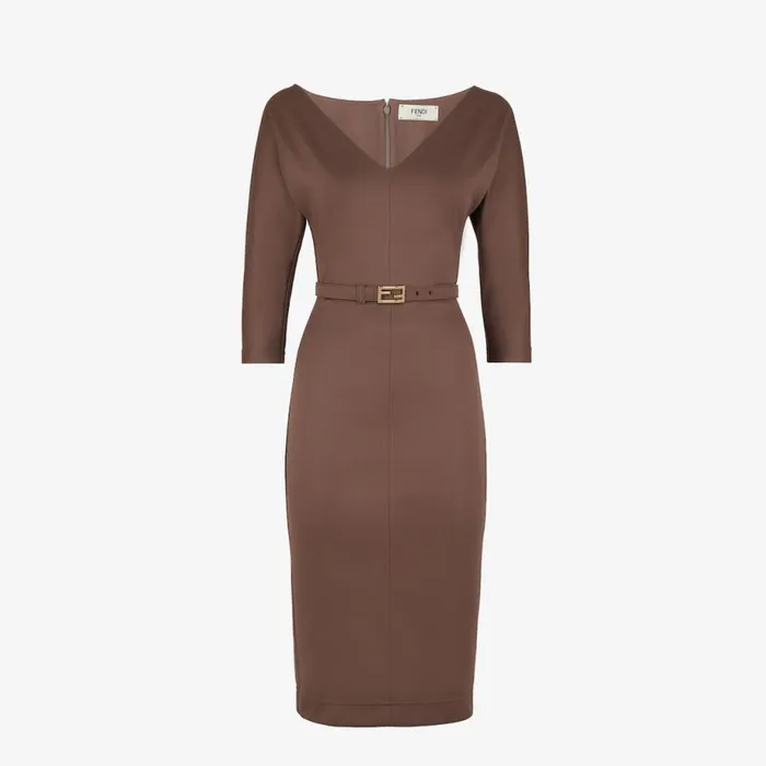 Woman Brown Jersey Dress Brown Fendi Dresses and Jumpsuits
