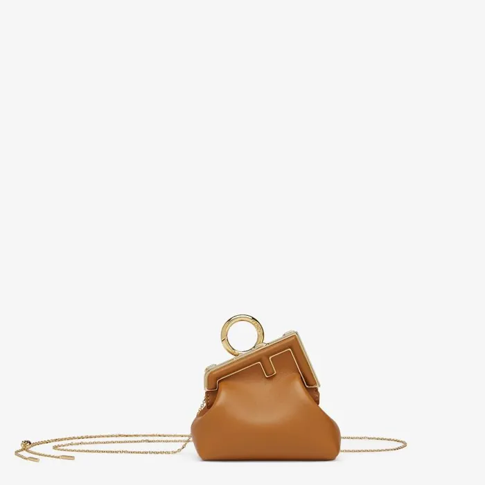 Woman Brown Nappa Leather Charm Brown Fendi Miniature Bags