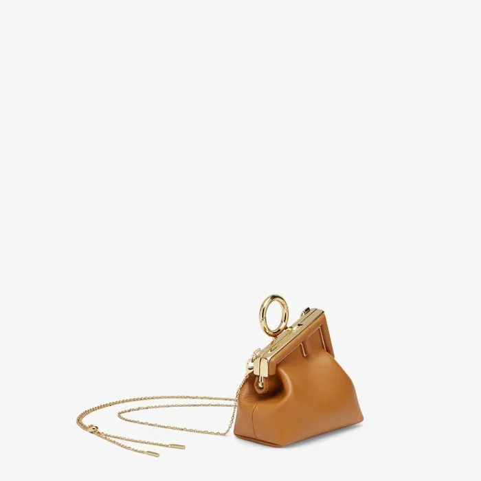 Woman Brown Nappa Leather Charm Brown Fendi Miniature Bags