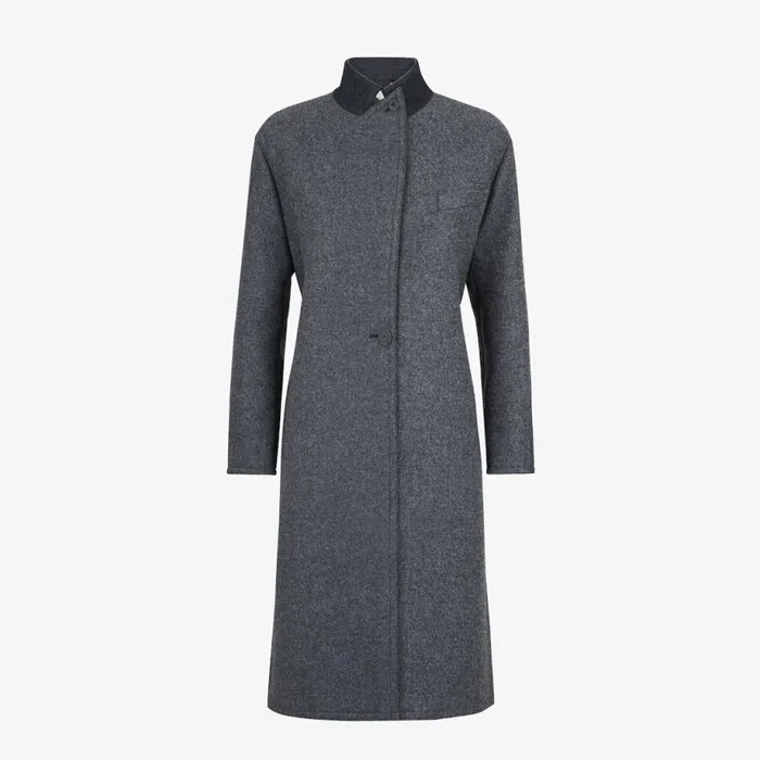 Woman Dark Grey Wool Coat Grey Fendi Coats and Outerwear