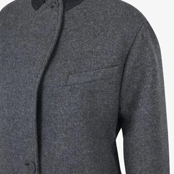 Woman Dark Grey Wool Coat Grey Fendi Coats and Outerwear
