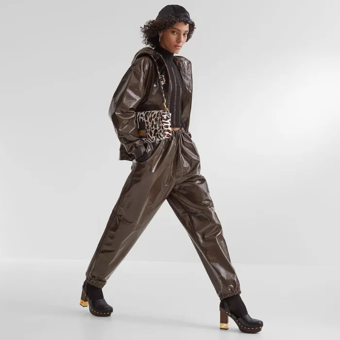 Woman Glossy Brown Leather Jacket Brown Fendi Coats and Outerwear