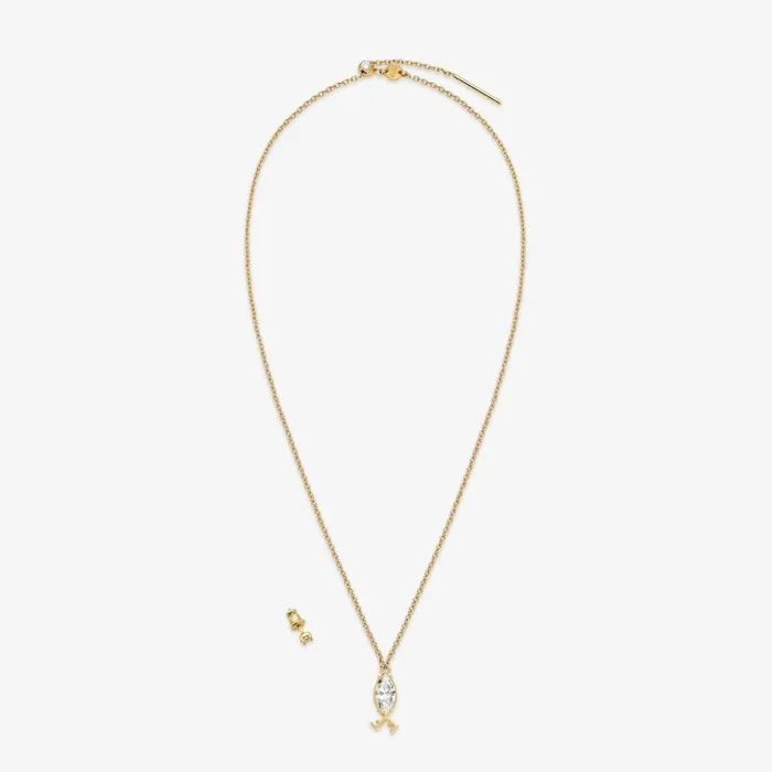 Woman GoldColour Pisces Set Gold Fendi Necklaces