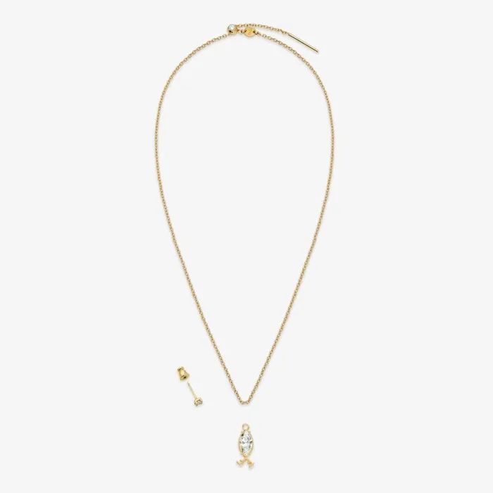 Woman GoldColour Pisces Set Gold Fendi Necklaces