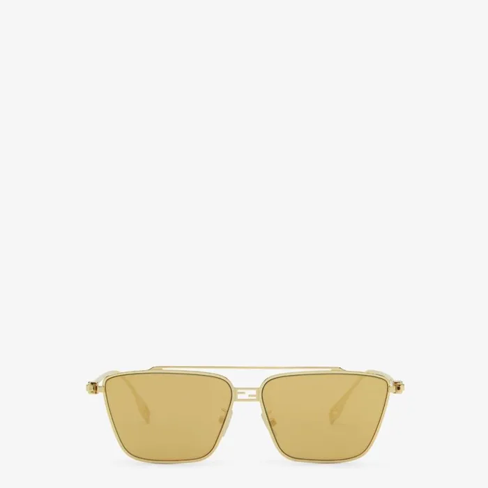 Woman GoldColoured Metal Sunglasses Brown Fendi Sunglasses