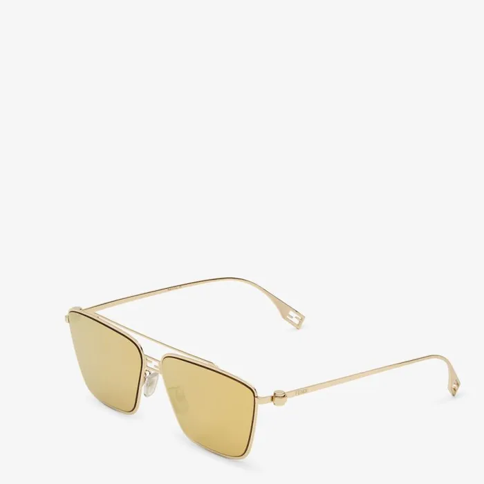 Woman GoldColoured Metal Sunglasses Brown Fendi Sunglasses