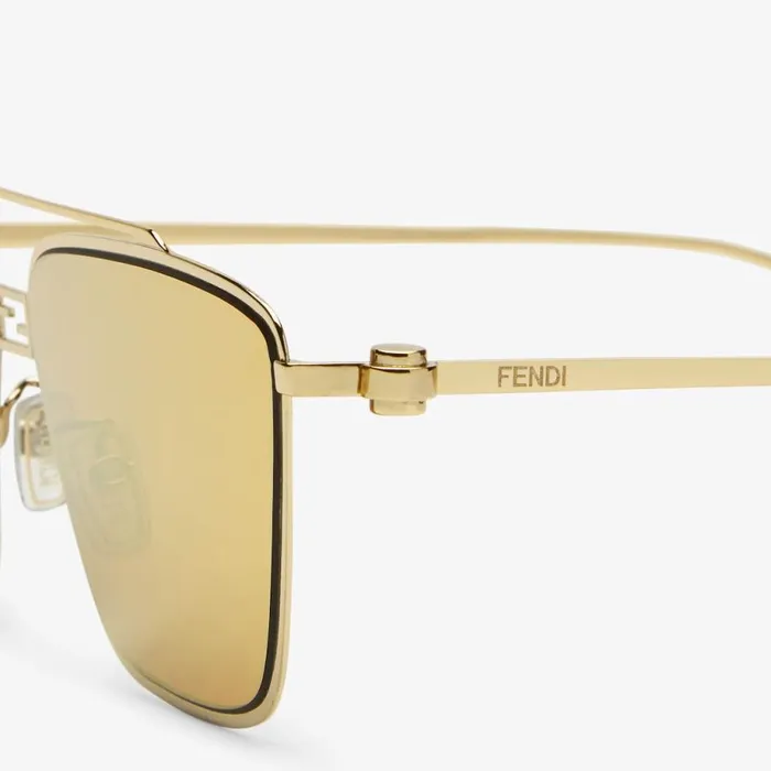 Woman GoldColoured Metal Sunglasses Brown Fendi Sunglasses