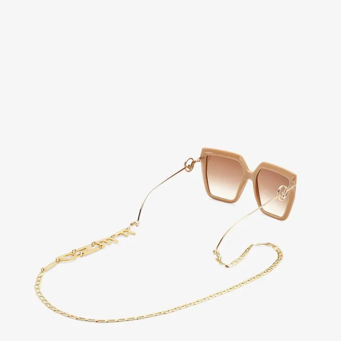 Woman GoldColoured Necklace Gold Fendi Sunglasses