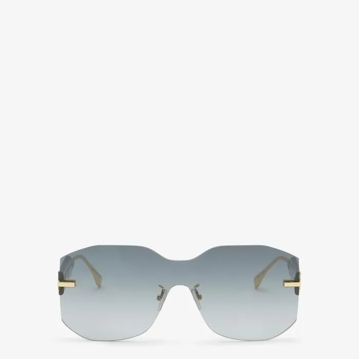 Woman Green Shield Sunglasses Grey Fendi Sunglasses