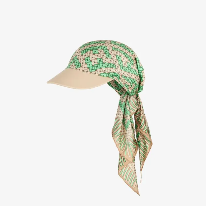 Woman Green Silk Hat Green Fendi Hats and Gloves