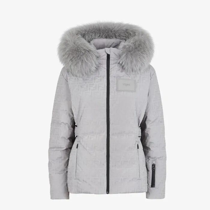 Woman Grey Ff Tech Fabric Jacket Grey Fendi Skiwear