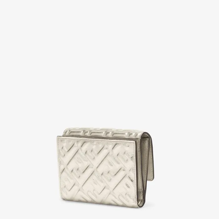 Woman Grey Leather Wallet Grey Fendi Wallets