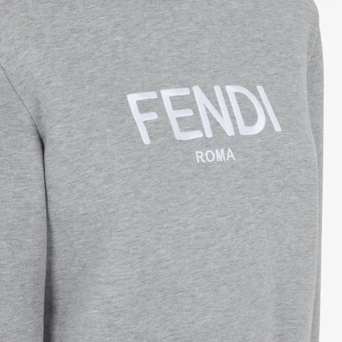 Woman Grey Melange Jersey Sweatshirt Grey Fendi Tshirts and Sweatshirts