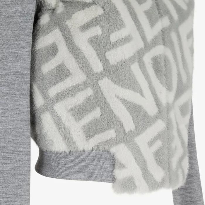 Woman Grey Mink Bomber Jacket Grey Fendi Coats and Outerwear