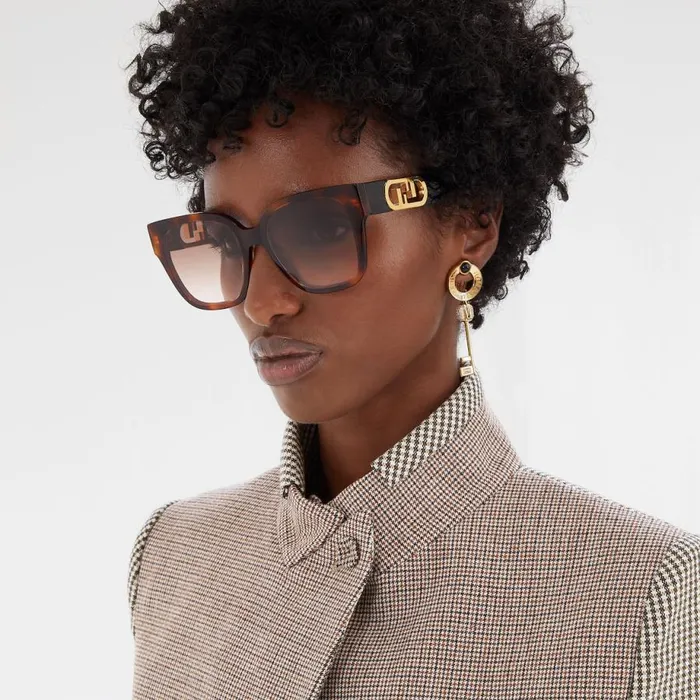 Woman Havana Acetate Sunglasses Brown Fendi Sunglasses