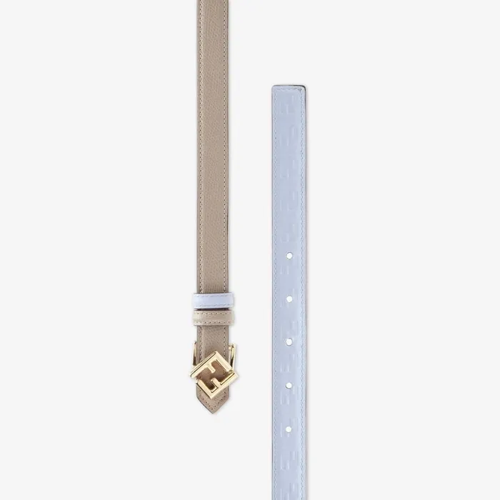 Woman Light Blue And Dove Grey Leather Reversible Belt Multicolour Fendi Belts