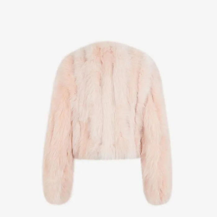 Woman Pink Fox Fur Jacket Pink Fendi Coats and Outerwear