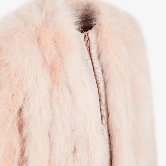 Woman Pink Fox Fur Jacket Pink Fendi Coats and Outerwear