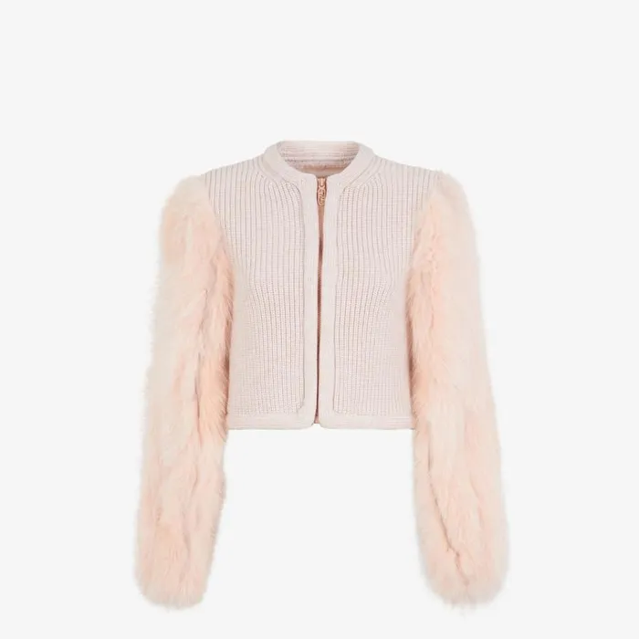 Woman Pink Fox Fur Jacket Pink Fendi Coats and Outerwear