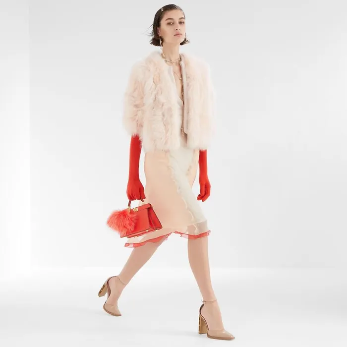 Woman Pink Fox Fur Jacket Pink Fendi Coats and Outerwear