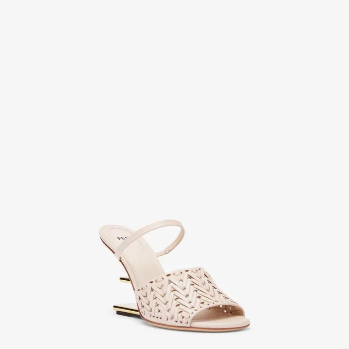 Woman Pink Leather HighHeeled Sandals Pink Fendi Fendi First